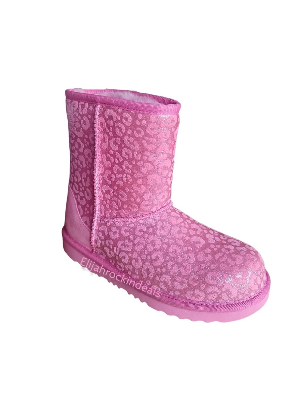 UGG KIDS CLASSIC II GLITTER LEOPARD WILD BERRY PINK BOOTS